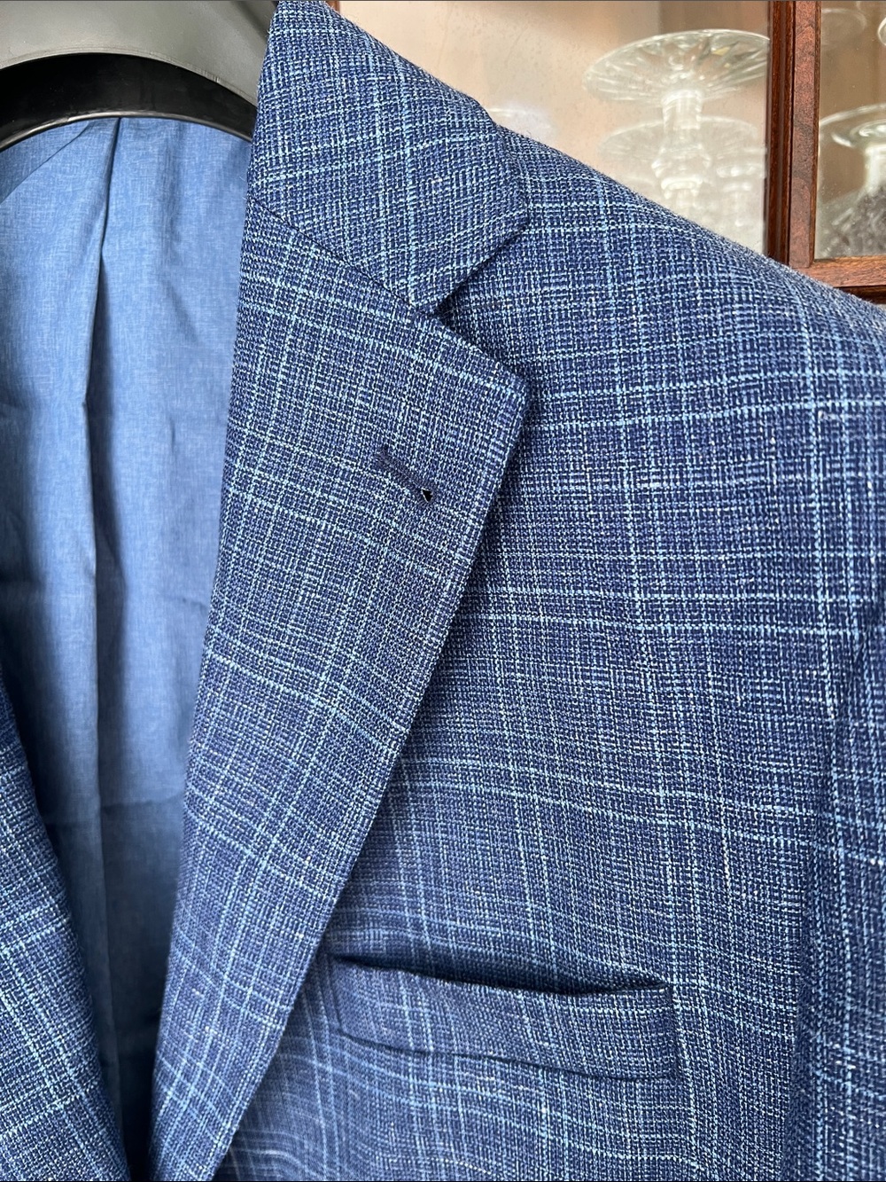 High Quality Wool, Silk & Linen blue  blazer